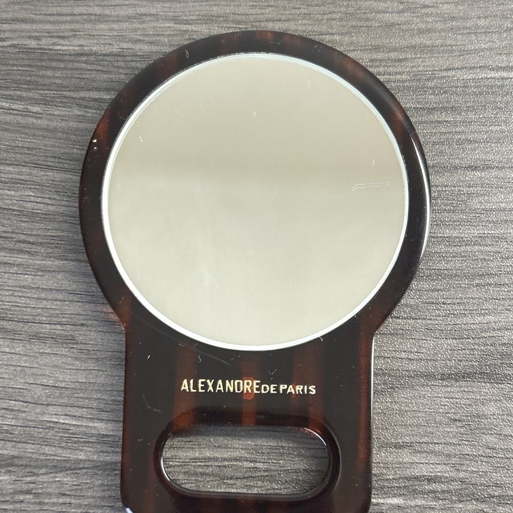 ALEXANDRE DE PARIS TORTOISE SHELL Lucite HAND MIRROR MCM MOD DESIGN VINTAGE